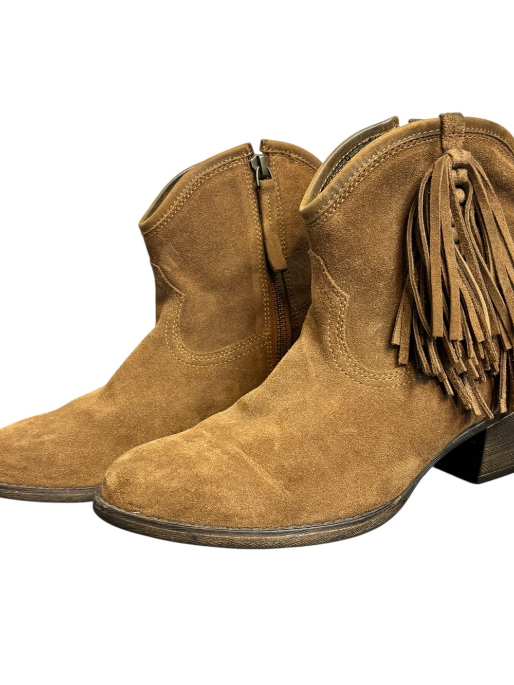 Ariat Suede Leather Upper Fringe Zip Side Ankle Boot Women's US 7B